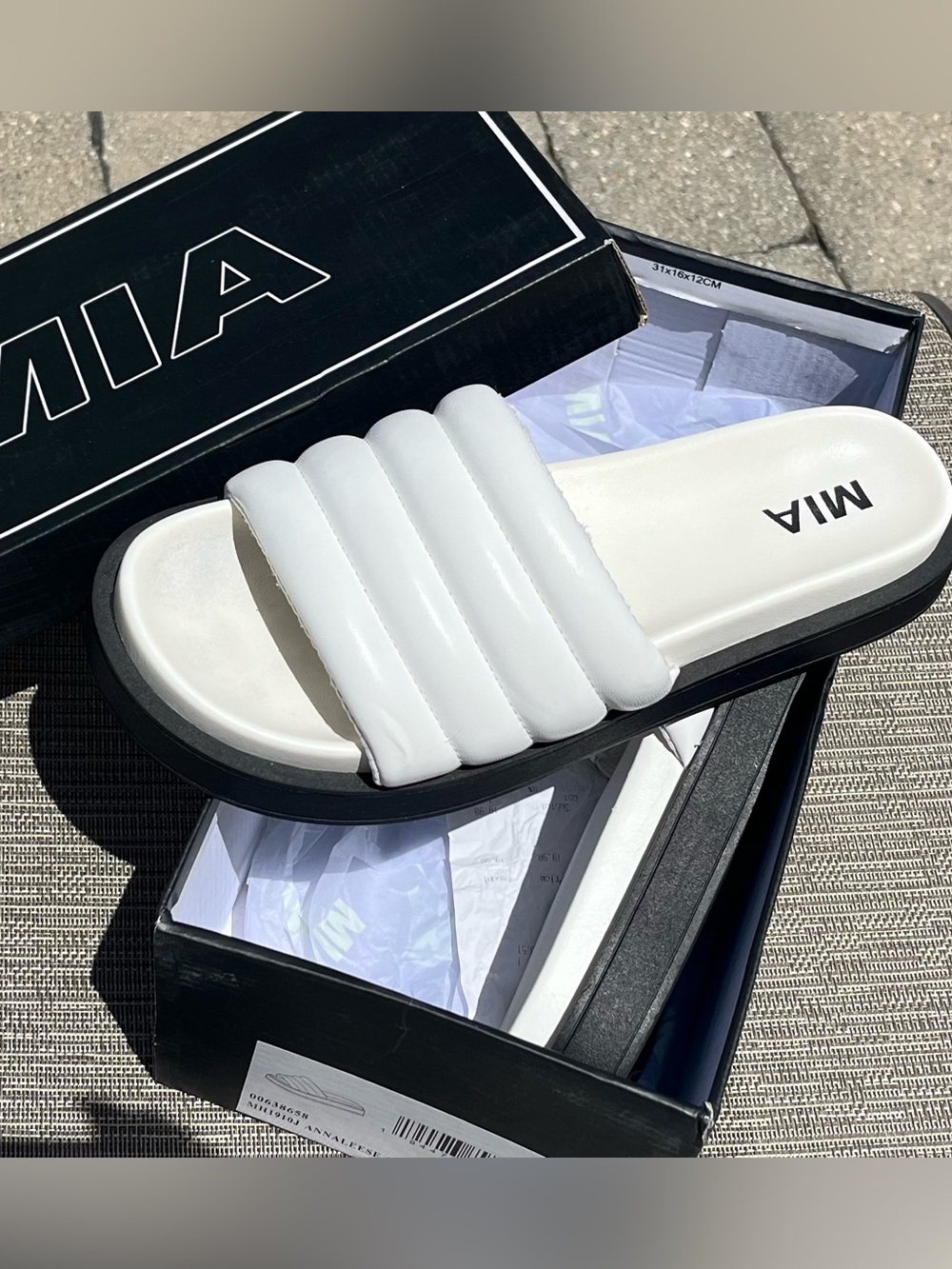 Women’s MIA Annaleese White Nappa Slide Slip-On Sandals